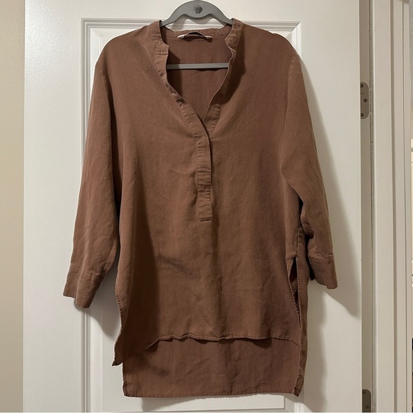 Zara oversized high low Henley neck tunic top| size Small - Picture 1 of 3